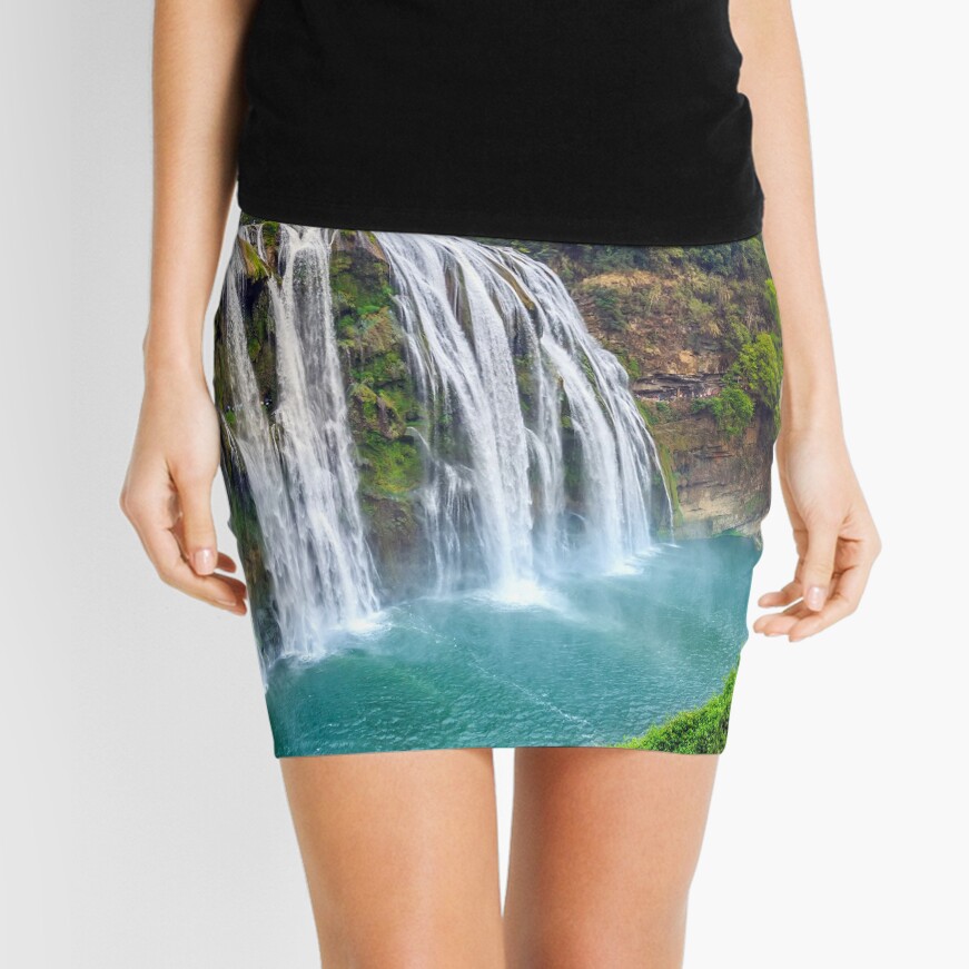 China Waterfall With Mountain Landscape Mini Skirt
