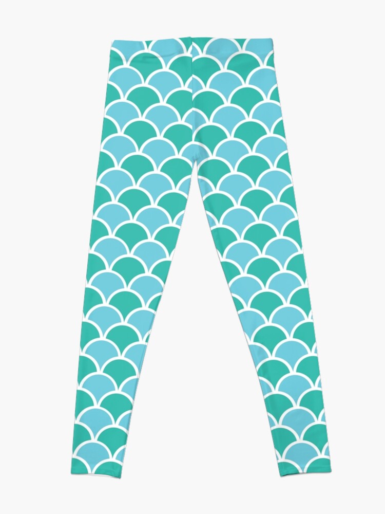 Discover Mermaid Scales Pattern Texture Ocean Blue Watercolor Leggings
