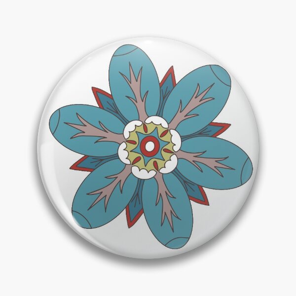 Item preview, Geometric pattern of blue rosette flowers on green circles designed and sold by colorofmagic.