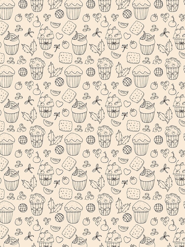 Muffins line art on champagne by Flowersforbear