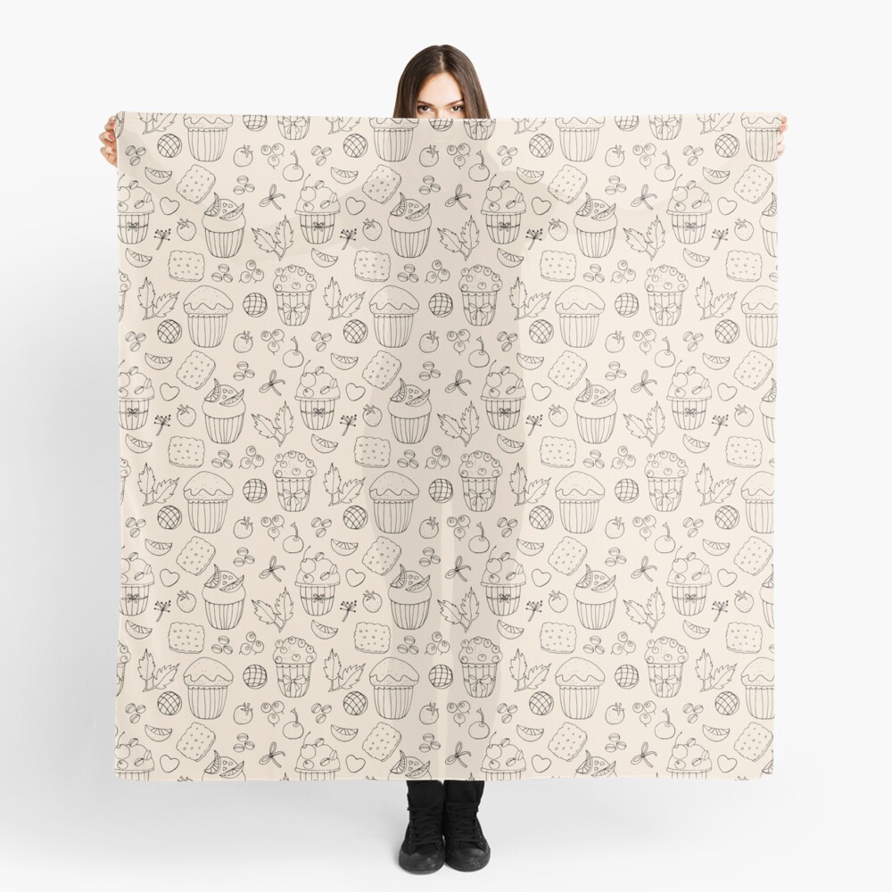 Muffins line art on champagne Scarf