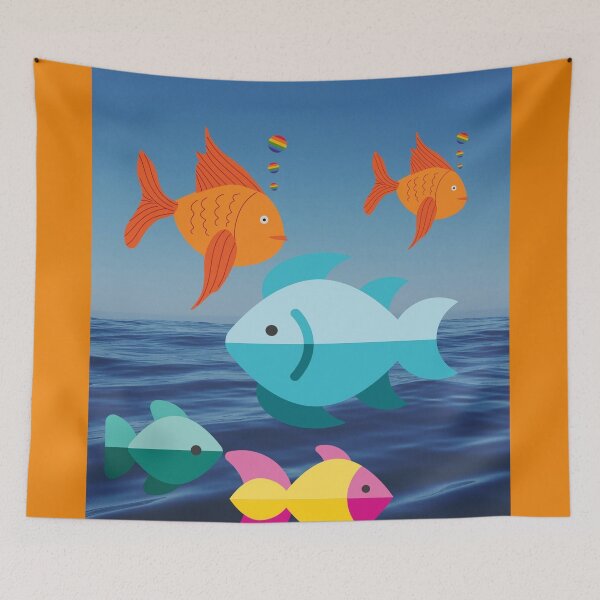 Item preview, Colourful pink yellow and golden fishes in the ocean designed and sold by ThamaraiSelvi.