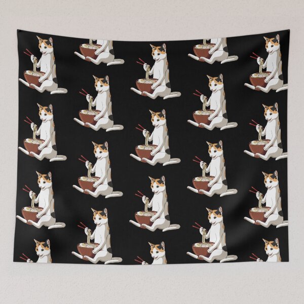 Item preview, Calico Cat eats Japanese Ramen Noodles designed and sold by UpYourSelf.