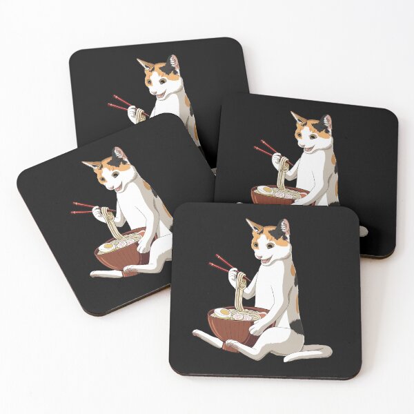 Item preview, Calico Cat eats Japanese Ramen Noodles designed and sold by UpYourSelf.