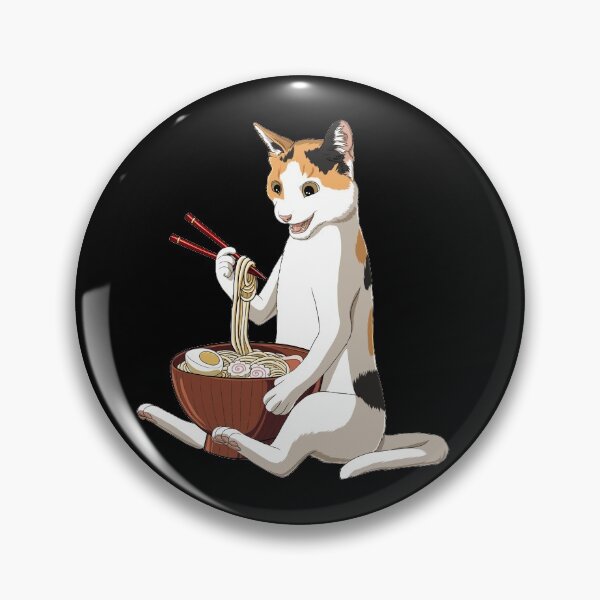 Item preview, Calico Cat eats Japanese Ramen Noodles designed and sold by UpYourSelf.
