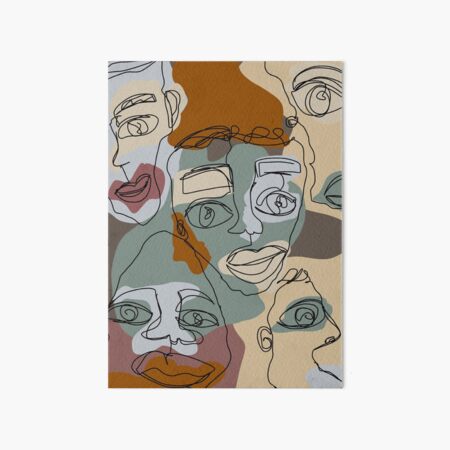 Face Line Drawing - abstract faces - Art Print one line artwork