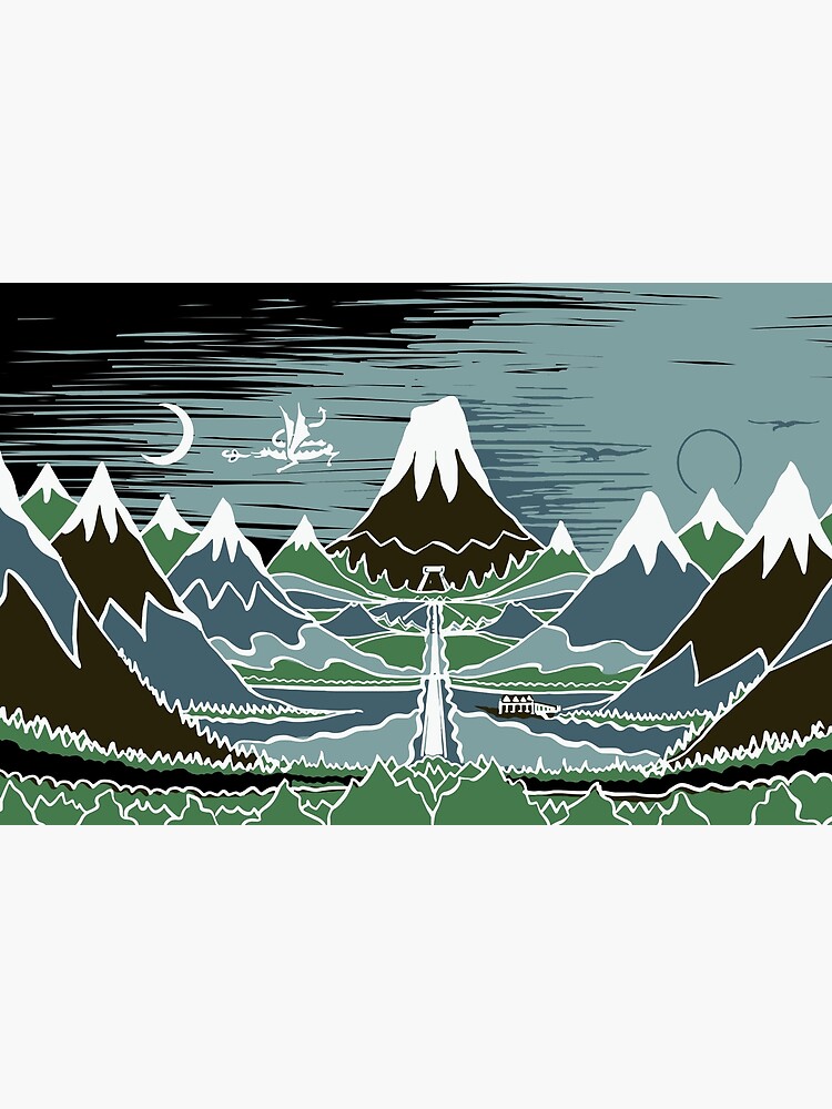 Thumbnail 2 of 2, Laptop Sleeve, A Halflings journey on a mountain path through an elven wood in the style of J.R.R.Tolkien designed and sold by Designwebjae.