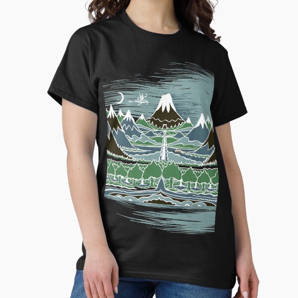 Item preview, A Halflings journey on a mountain path through an elven wood in the style of J.R.R.Tolkien designed and sold by Designwebjae.