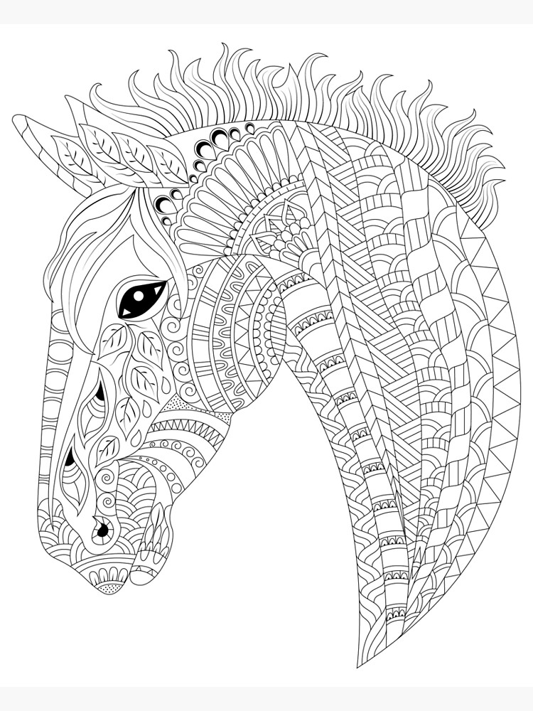 "horse zentangle wall art" Poster for Sale by medtoptees Redbubble