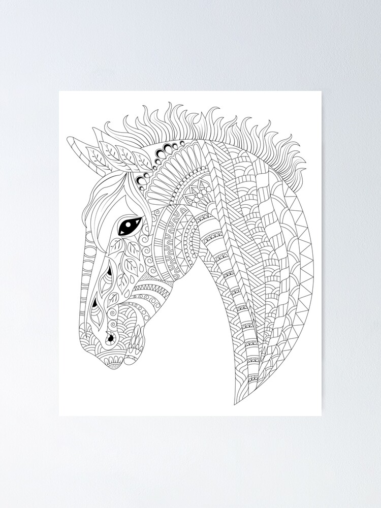 "horse zentangle wall art" Poster for Sale by medtoptees Redbubble