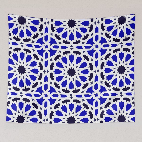 Item preview, Blue marine arabic tile pattern - white background  designed and sold by wiwiart.