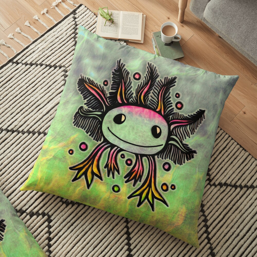 Axolotl, kawaii, cute, exotic, animal Floor Pillow