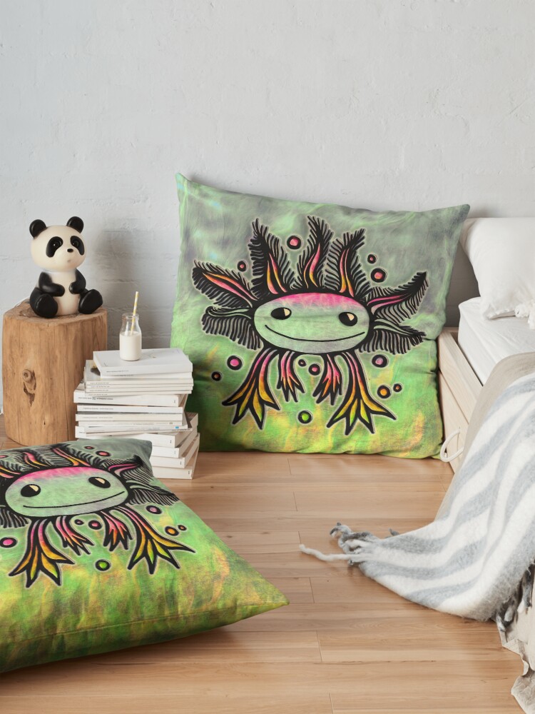 Alternate view of Axolotl, kawaii, cute, exotic, animal Floor Pillow