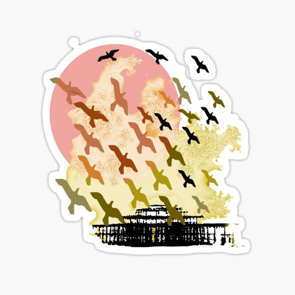 Birds over the pier Sticker