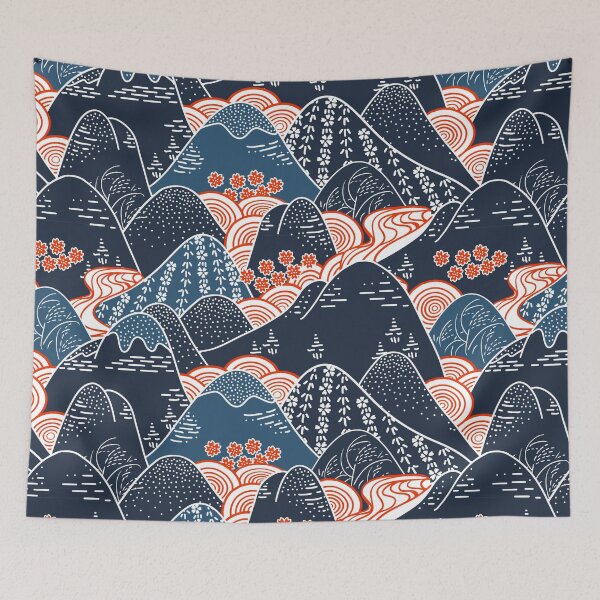 Item preview, Mountain Kimono Fabric Pattern designed and sold by JTS STORE.