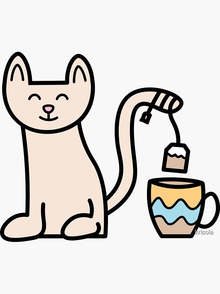 "Cat Making Tea" Sticker for Sale by krisola Redbubble
