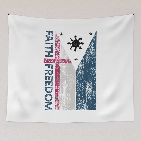 Item preview, "Faith and Freedom" Filipino Flag Fil-Am Pinoy Red White Blue designed and sold by TatteredFaith.
