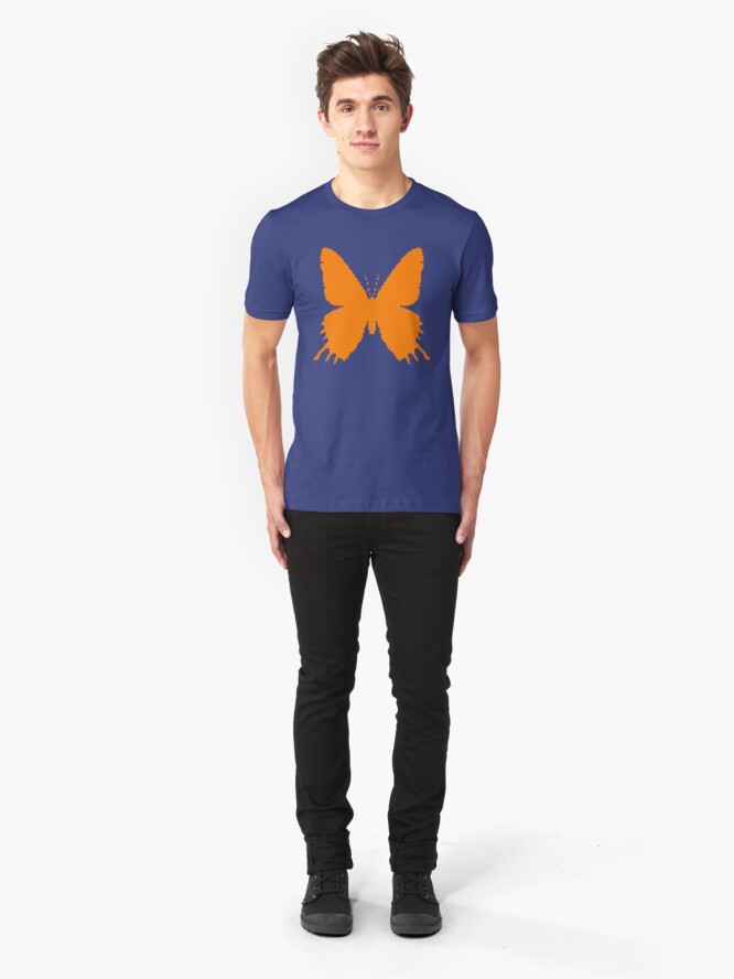 Alternate view of 8-bit Simplex pixel Orange butterfly Slim Fit T-Shirt