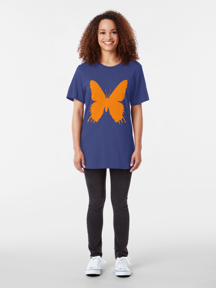 Alternate view of 8-bit Simplex pixel Orange butterfly Slim Fit T-Shirt