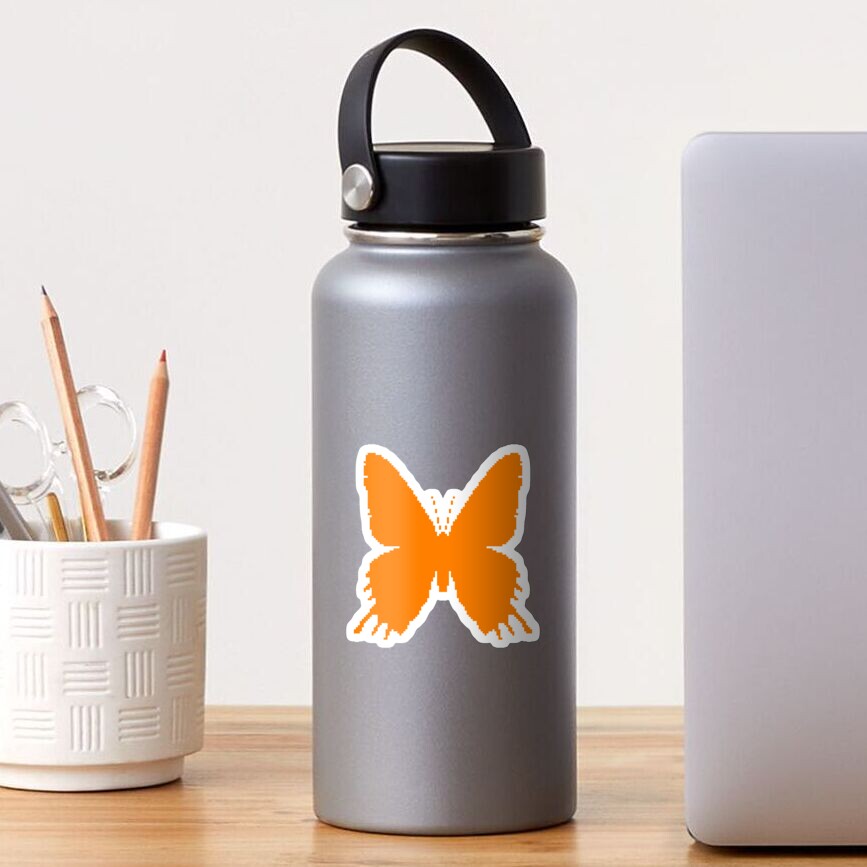 8-bit Simplex pixel Orange butterfly Sticker