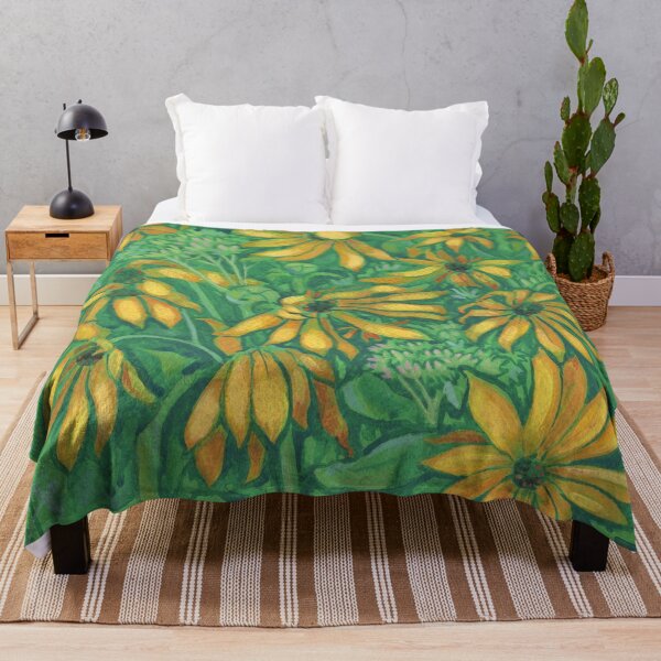 Item preview, Jerusalem Artichoke Sunchoke Sunflower Floral Painting Green & Gold designed and sold by Julia Khoroshikh.