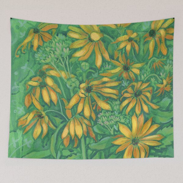 Item preview, Jerusalem Artichoke Sunchoke Sunflower Floral Painting Green & Gold  designed and sold by Julia Khoroshikh.