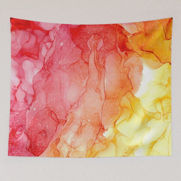 Item preview, Red Yellow Orange Abstract 131 Alcohol Ink Painting by Herzart designed and sold by herzart.