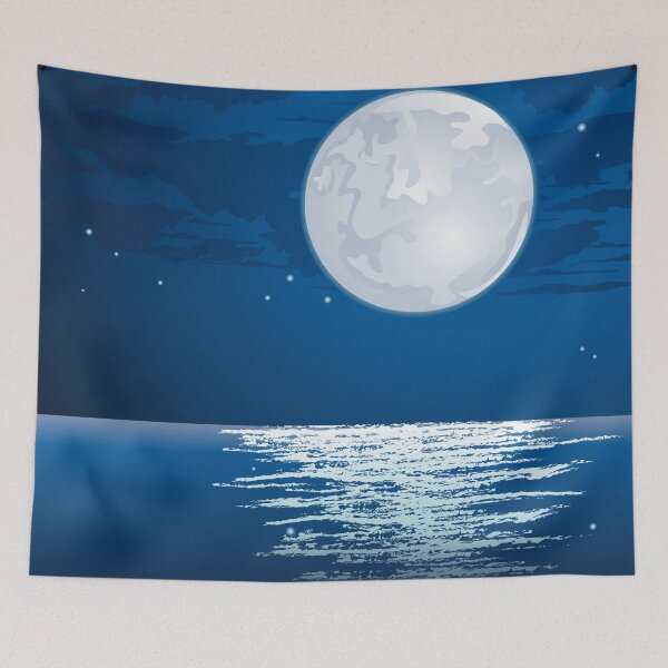 Item preview, Moonlight path on night sea water surface designed and sold by odrito.