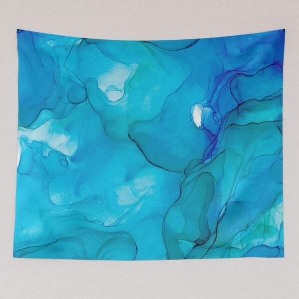 Item preview, Blue Alcohol Ink Abstract 131 Painting created by Herzart designed and sold by herzart.