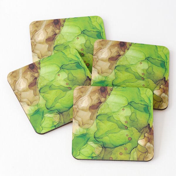 Item preview, Green Brown Abstract 131 Alcohol Ink Painting by Herzart designed and sold by herzart.