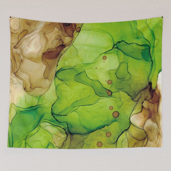 Item preview, Green Brown Abstract 131 Alcohol Ink Painting by Herzart designed and sold by herzart.