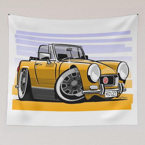 Item preview, MG Midget facelift mk3 caricature bronze yellow designed and sold by car2oonz.