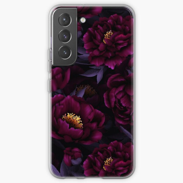 Purple Hand Drawn Watercolor Peonies Pattern Samsung Galaxy Soft Case