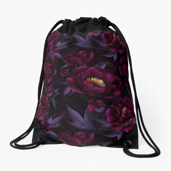 Aperçu de l'œuvre Motif de pivoines aquarelles violettes dessinées à la main Jardin botanique de nuit Jardin de nuit créée et vendue par UtArt.