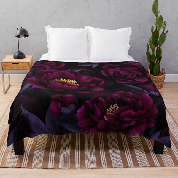 Item preview, Purple Hand Drawn Watercolor Peonies Pattern Botanical Night Garden Nightgarden designed and sold by UtArt.