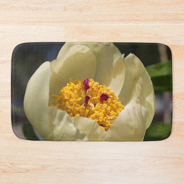 Item preview, macro photo of a yellow peony flower surrounded by foliage designed and sold by nataliavavilina.