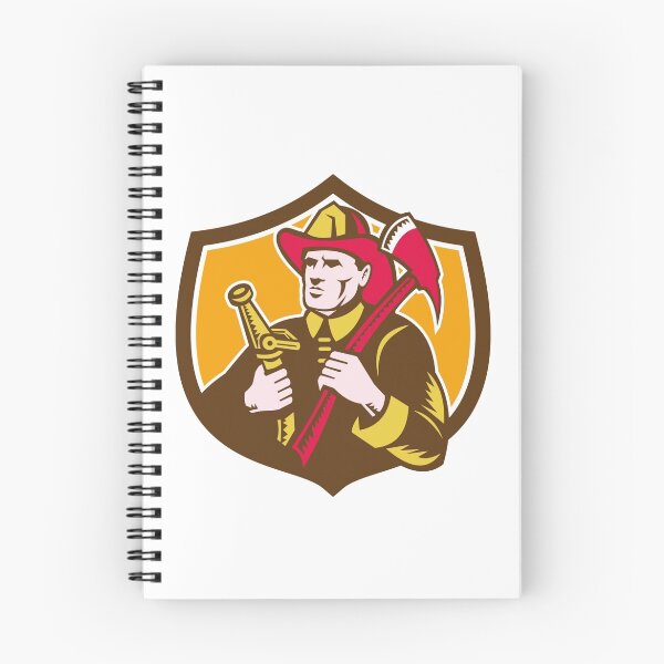 Item preview, Fireman Firefighter  Axe Hose Crest Woodcut designed and sold by patrimonio.