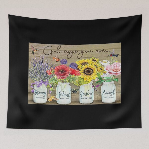 Item preview, God Says You Are Strong Valiant Fearless - hummingbirds  Sunflower designed and sold by hippololocc.