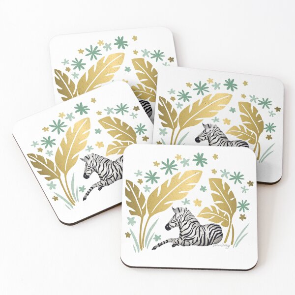 Item preview, Zebra in the Jungle mint green & gold by Linda Sholberg designed and sold by Linda Sholberg.