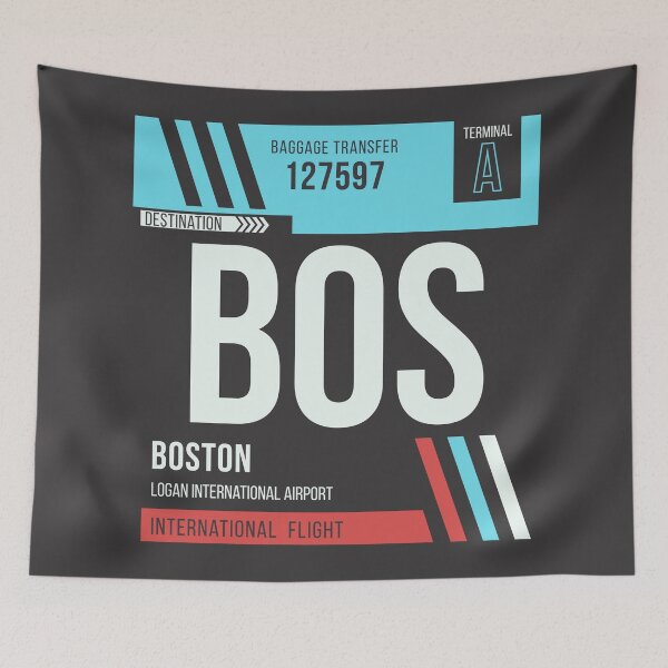 Item preview, Boston (BOS) Airport Code Baggage Tag designed and sold by SLAG-Creative.