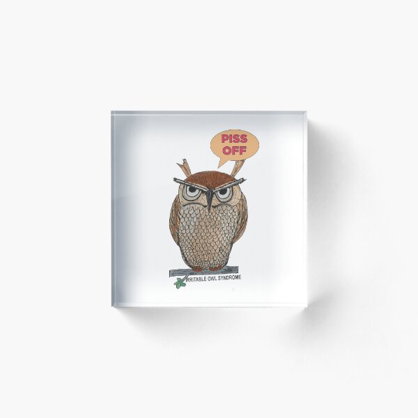 Irritable Owl Syndrome, Osbert Owl, Bird, bird of prey Acrylic Block