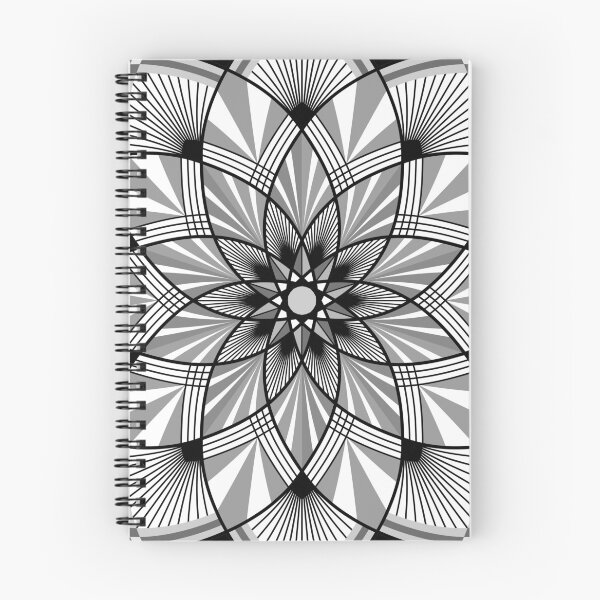 Item preview, Floral Art Deco Mandala in Black and White designed and sold by MandalaSoul.