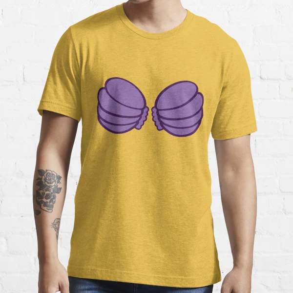 Mermaid Seashell Bra Purple Shells Cartoon Graphic T-Shirt