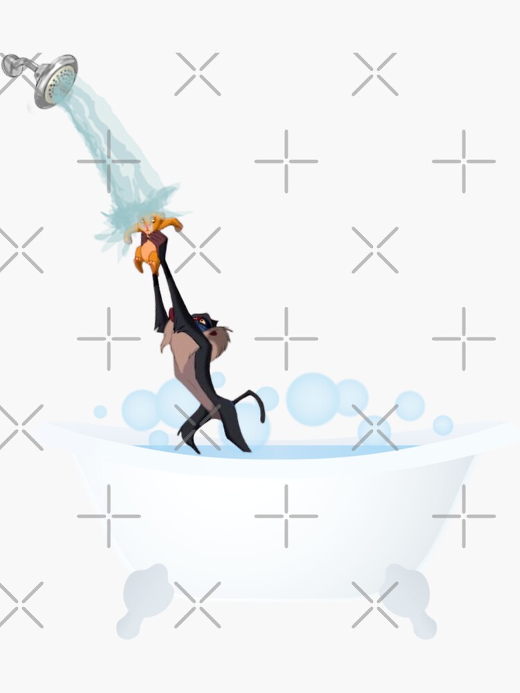 "Simba Takes a Bath Shower Time Decor Design" Sticker for Sale by ...