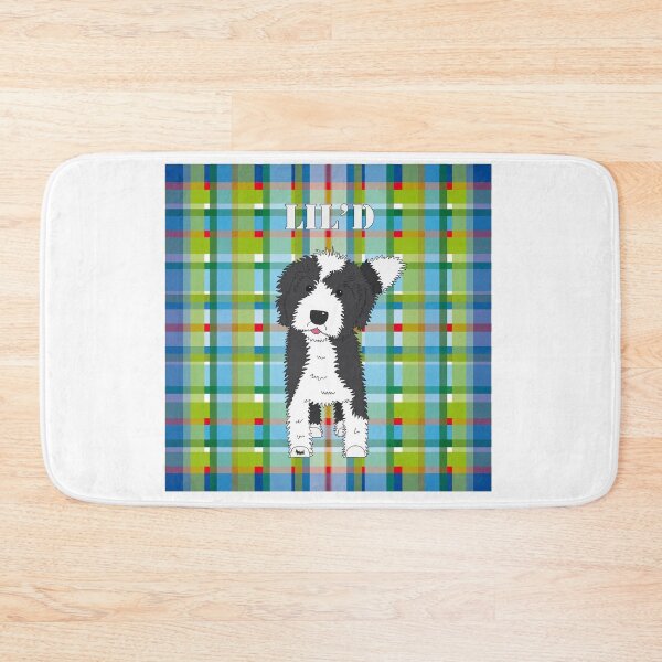 Item preview, Black and White Doodle Dog - Blue Green Red Tartan - Lil'D - Little Doodle designed and sold by SterreStudio.