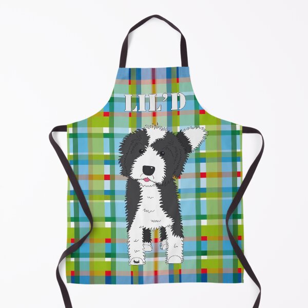Item preview, Black and White Doodle Dog - Blue Green Red Tartan - Lil'D - Little Doodle designed and sold by SterreStudio.
