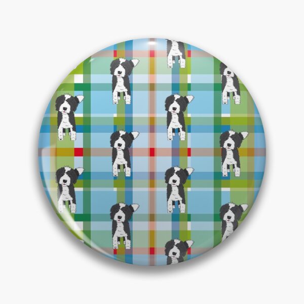 Item preview, Black and White Doodle Dog - Blue Green Red Tartan - Declan designed and sold by SterreStudio.
