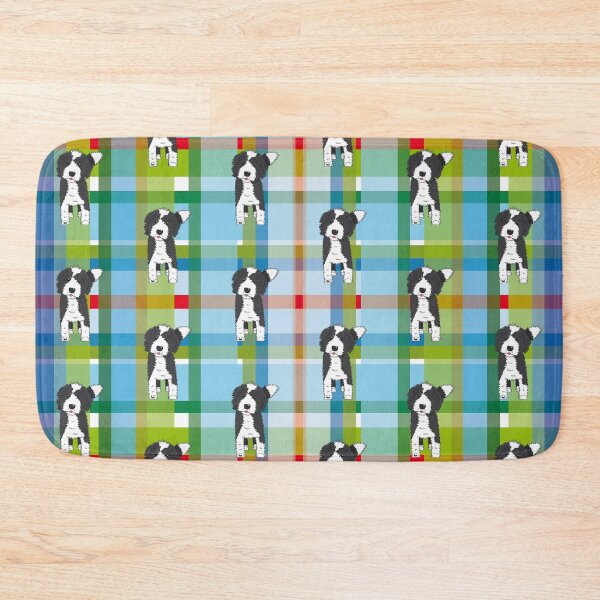 Item preview, Black and White Doodle Dog - Blue Green Red Tartan - Declan designed and sold by SterreStudio.
