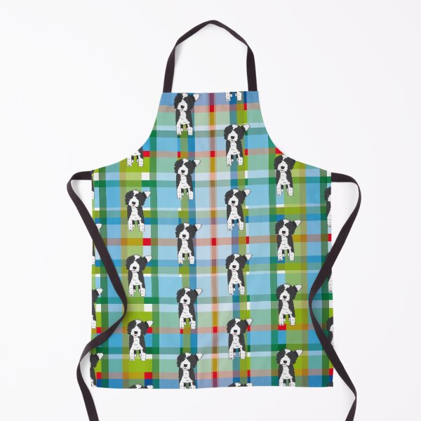 Item preview, Black and White Doodle Dog - Blue Green Red Tartan - Declan designed and sold by SterreStudio.