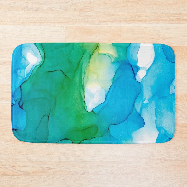 Item preview, Blue Green Modern Abstract 131 Alcohol Ink Painting by Herzart designed and sold by herzart.